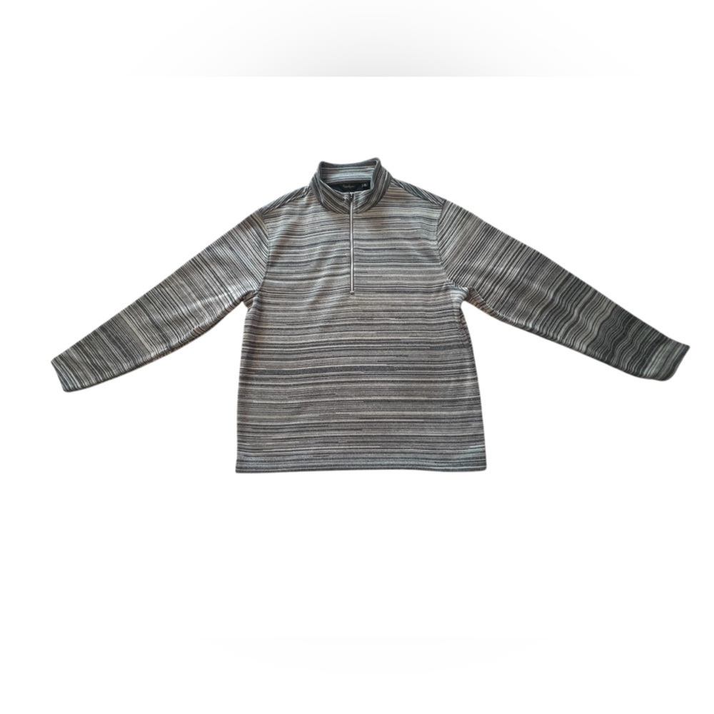 Walter Hagen Mens size large blue and grey Striped Quarter-Zip Pullover golf